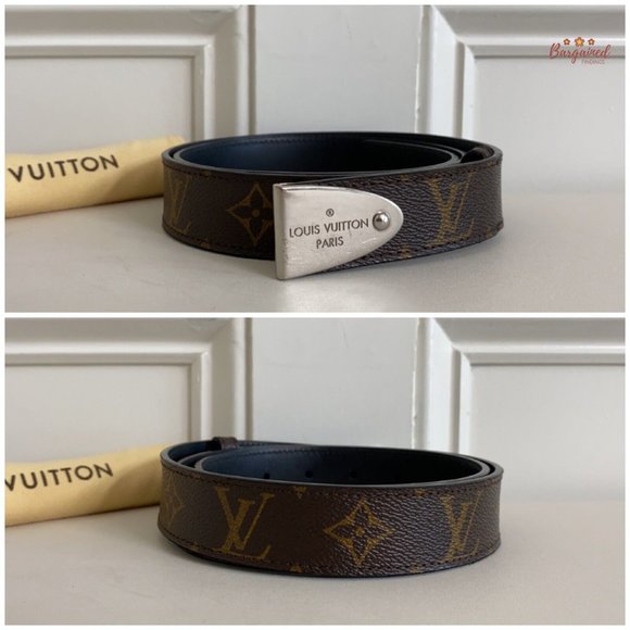 Authentic Louis Vuitton Brown Monogram Canvas Leather Buckle Belt 85/34 - MP075 - Picture 3 of 12